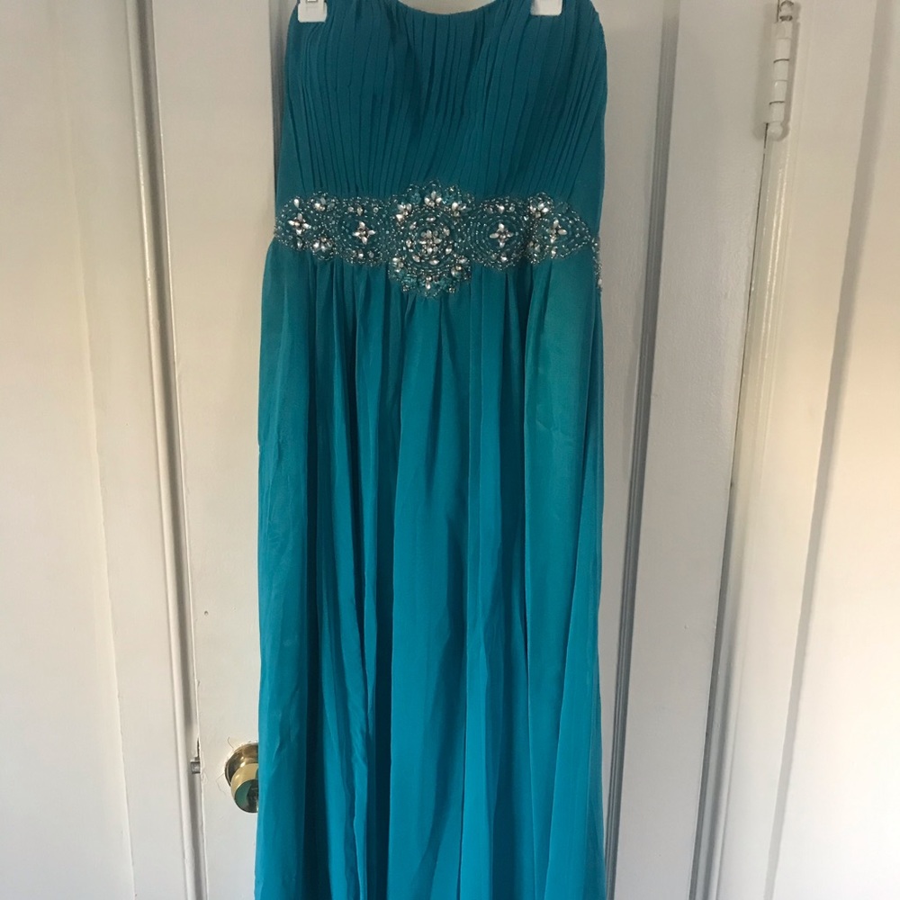 Teal chiffon formal dress